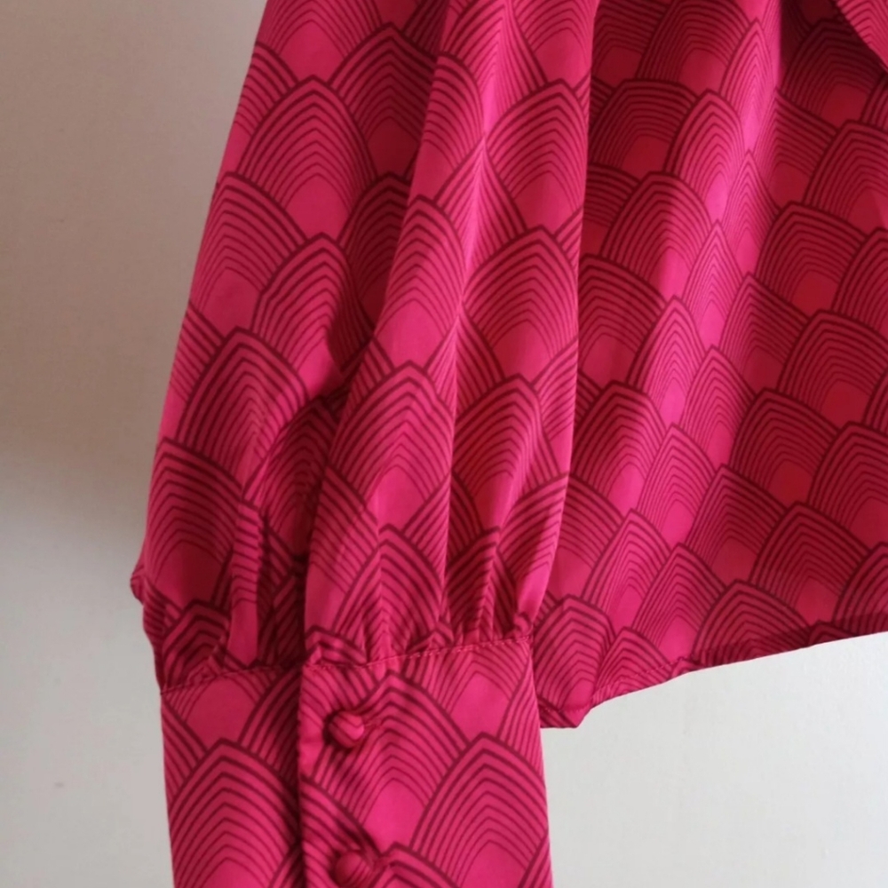 Worthington Size PXXL Bow Tie Blouse Red Color Long Sleeve New With Tag $25 - Picture 4 of 12